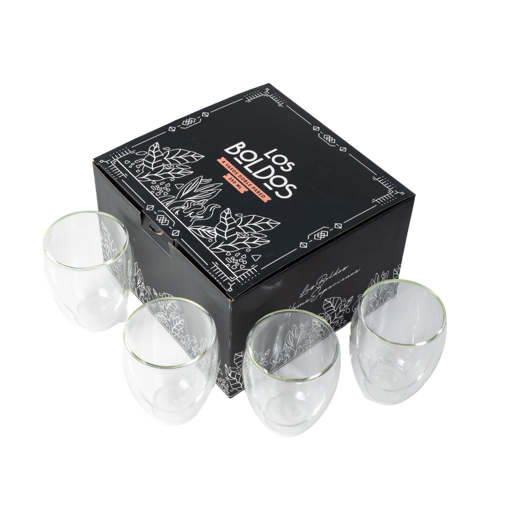 Vaso Doble Pared 350 Ml - Pack De 4 Unidades