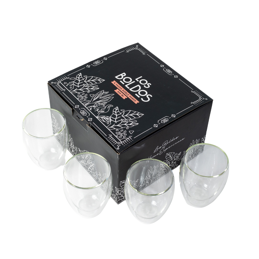 Vaso Doble Pared 350ml Pack 4 unidades