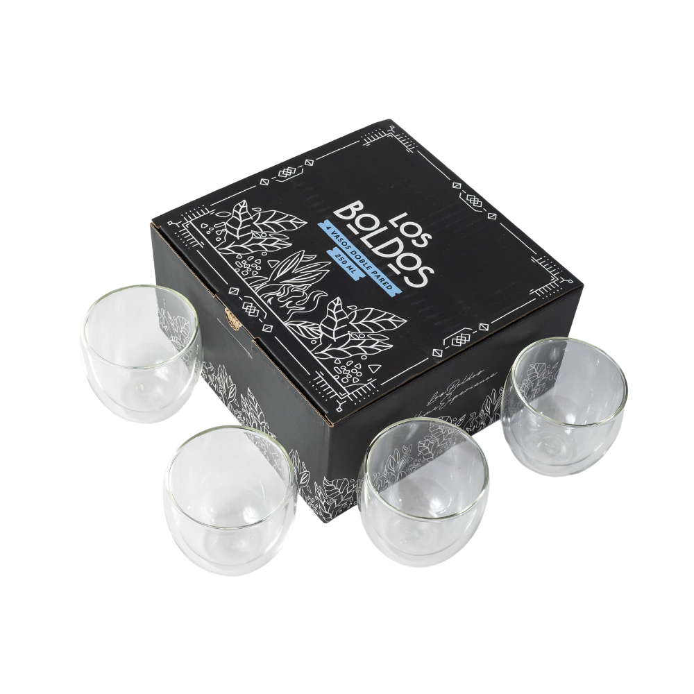 Vaso Doble Pared 250ml Pack 4 unidades