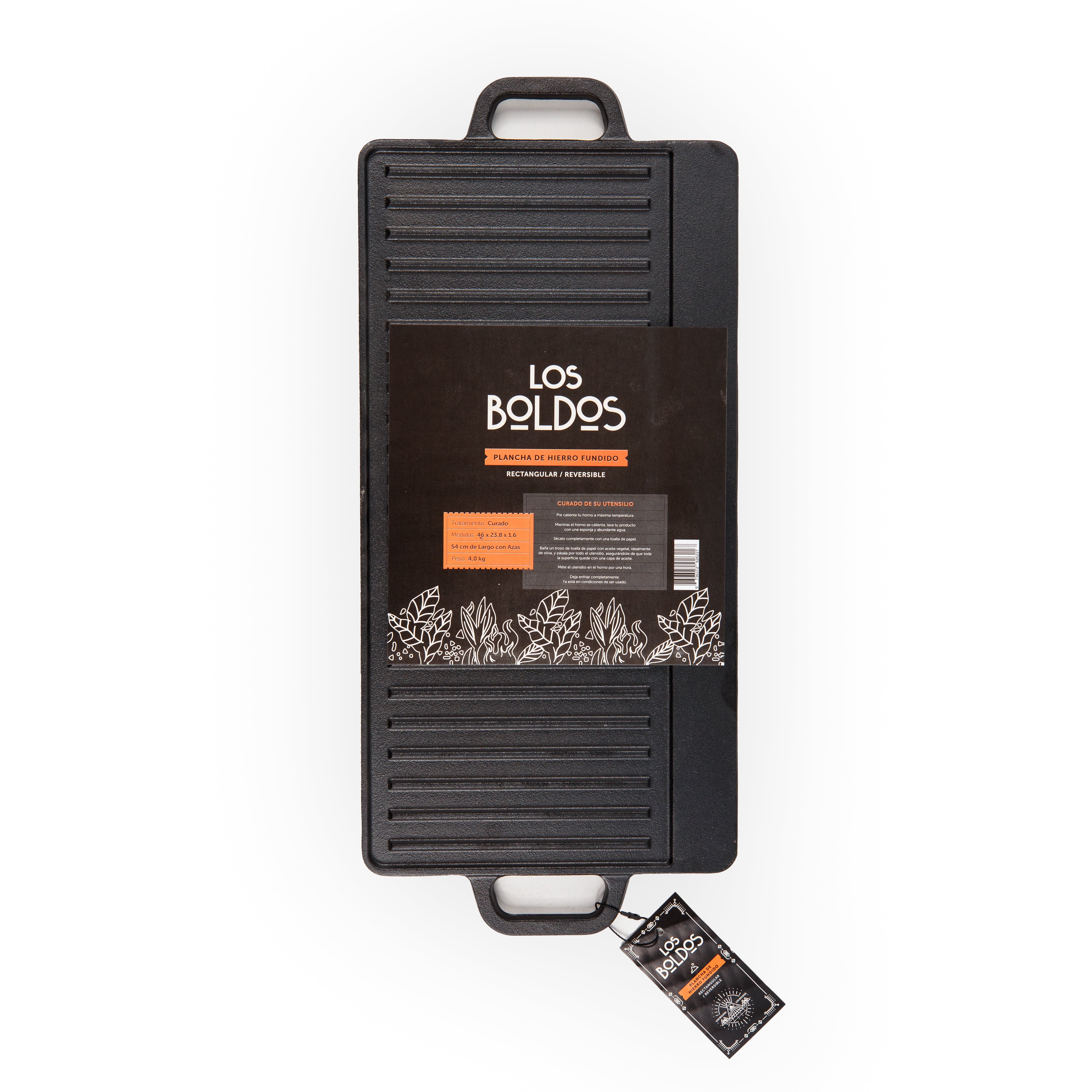 PLANCHA DE HIERRO FUNDIDO REVERSIBLE LOS BOLDOS - RECTANGULAR, ROBUSTA Y VERSÁTIL