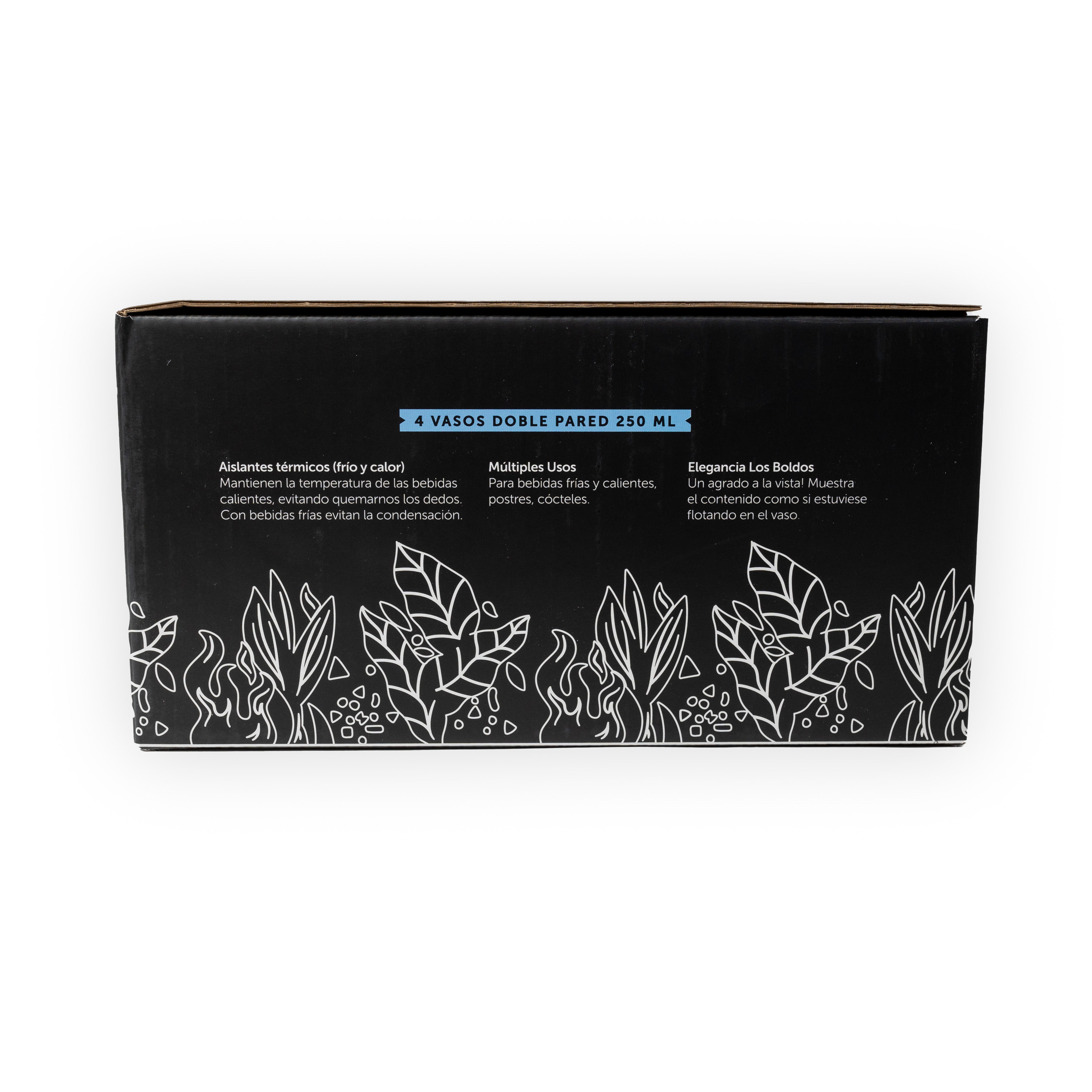 Vaso Doble Pared 250 Ml - Pack De 4 Unidades