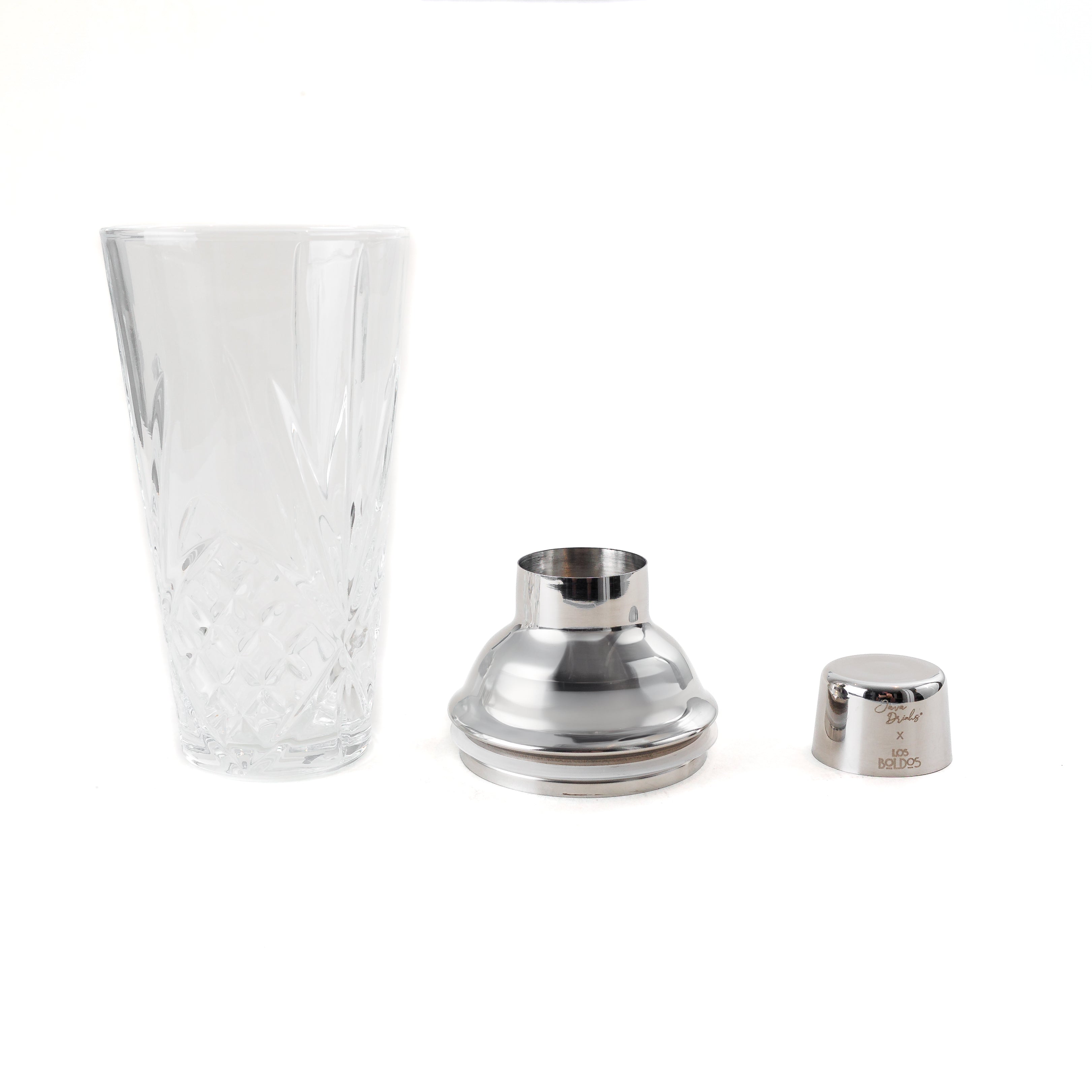 Coctelera de Vidrio 400 ml - JavaDrinks x Los Boldos - Acero Inoxidable 304 y Sello de Silicona