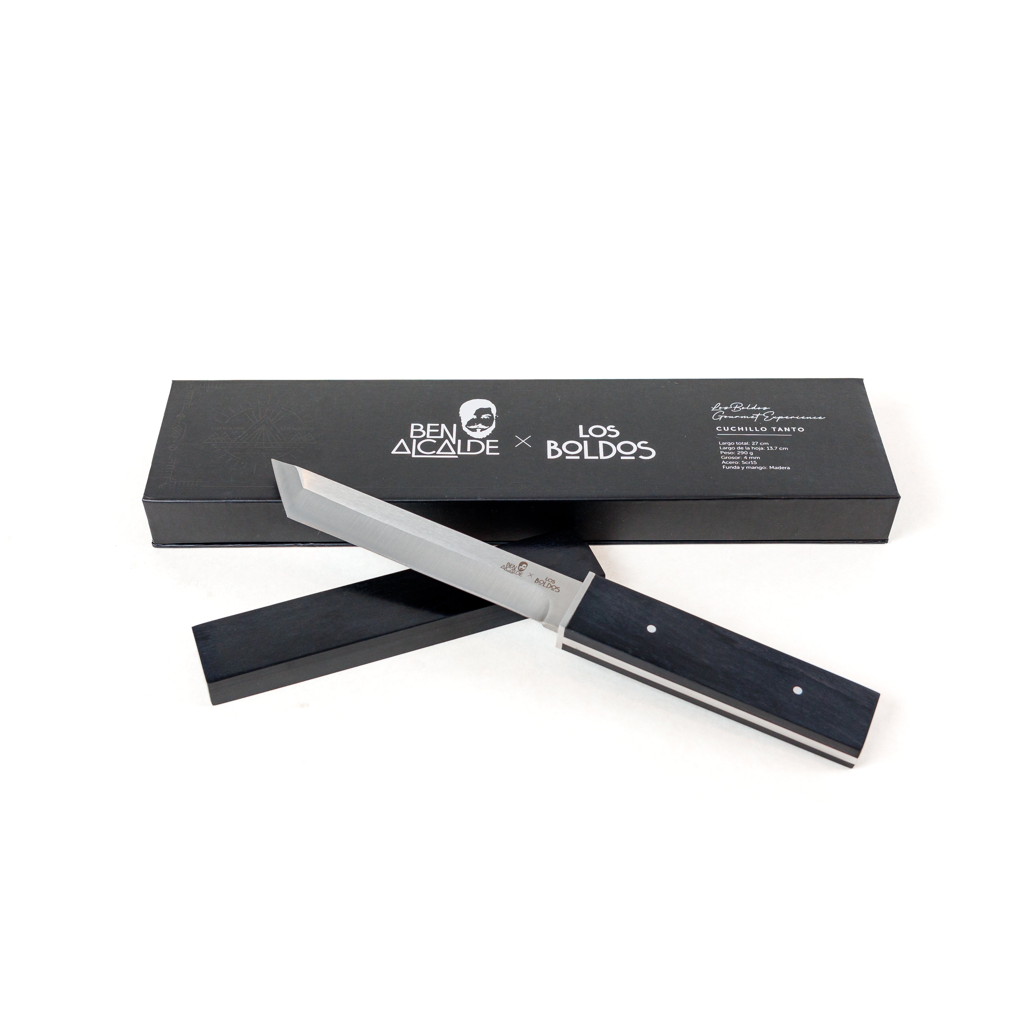 Cuchillo TANTO - Acero Inoxidable con Funda y Mango de Madera