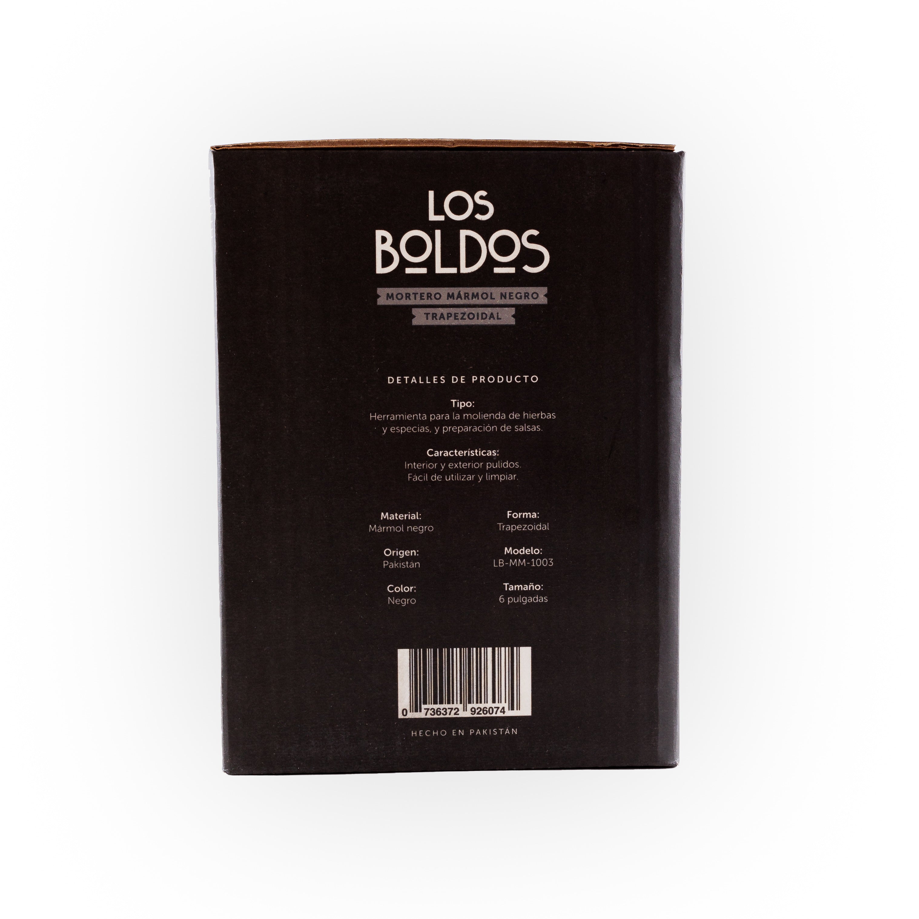 Mortero de mármol negro - trapezoidal