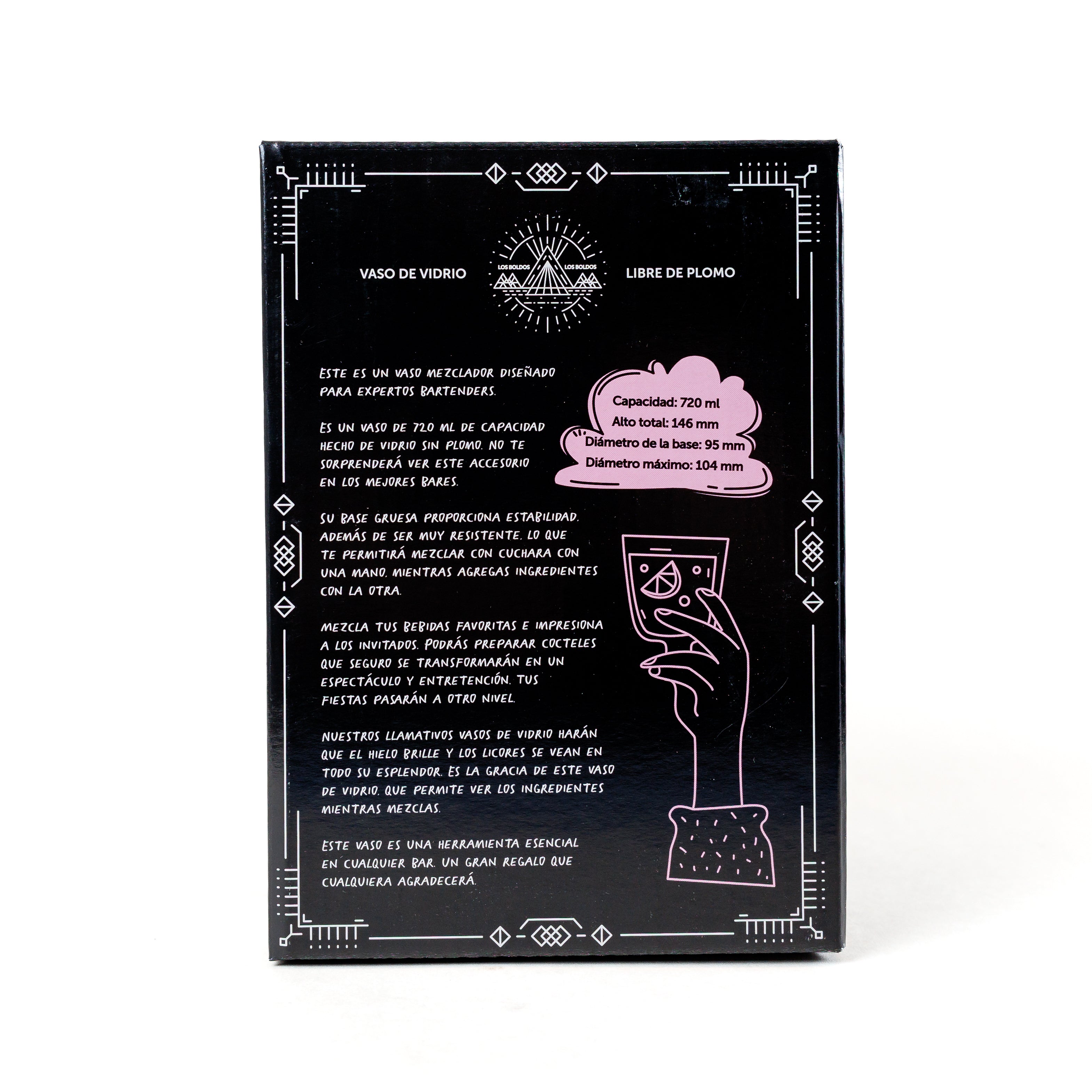Vaso Mezclador de Vidrio 720 ml - JavaDrinks x Los Boldos - Libre de Plomo