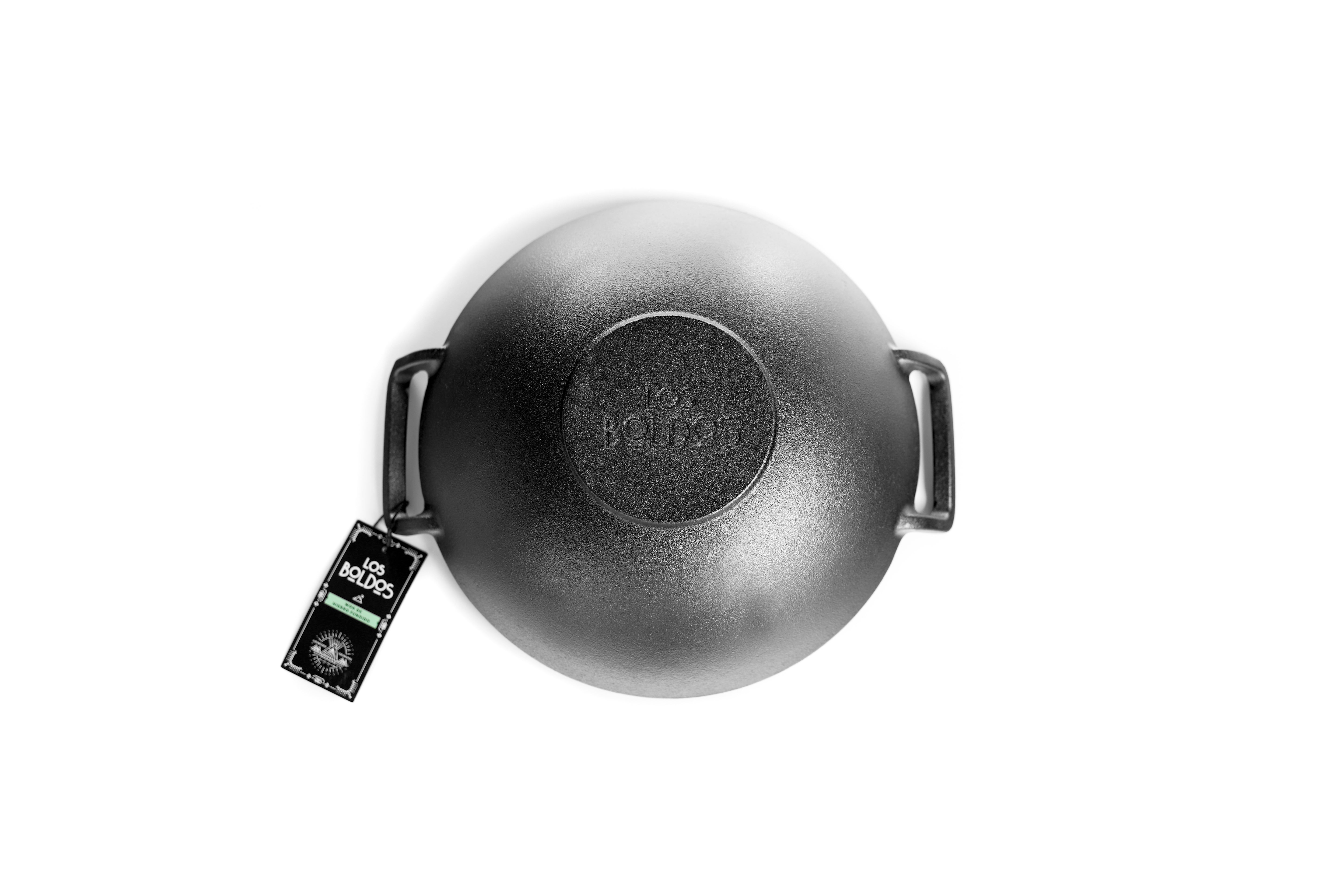 WOK DE HIERRO FUNDIDO LOS BOLDOS - BASE PLANA, PRE CURADO Y CON ASAS